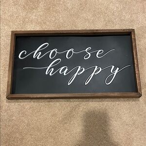 Elegant Black and White 'Choose Happy' Wall Art